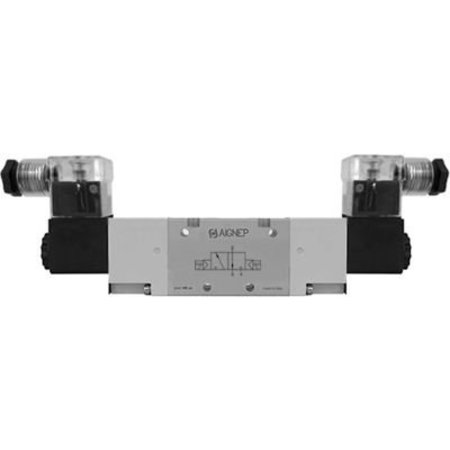 ALPHA TECHNOLOGIES Aignep USA 3/2 Double Solenoid Valve, Ext Pilot G 1/8, 24V DC/3W Coil, LED Connection 01VA1300020202